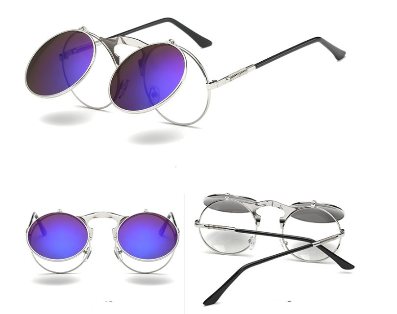 Flip-Up UV Protection Metal Frame Sunglasses For Men