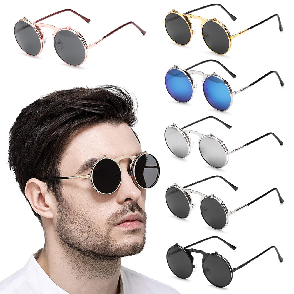 Flip-Up UV Protection Metal Frame Sunglasses For Men
